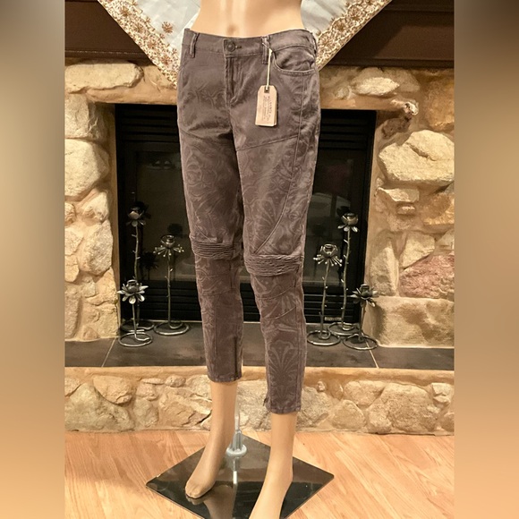 ALLSAINTS NWT Falcon Biker Brodie Moro jeans skinny Cropped Khaki 29 - Picture 1 of 14